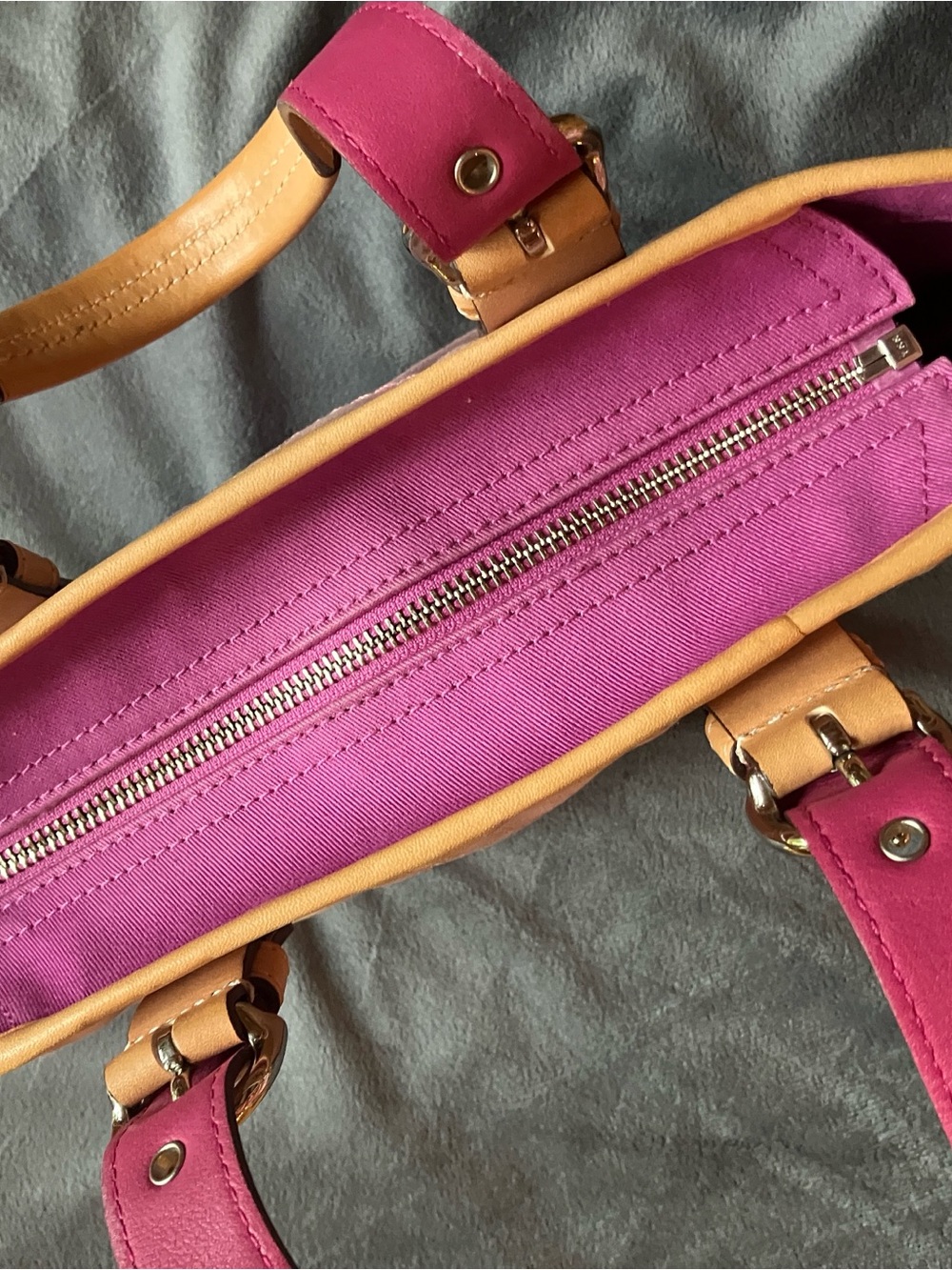 Coach Mini Pink Canvas Tote with Cream Accents - Picture 7 of 8